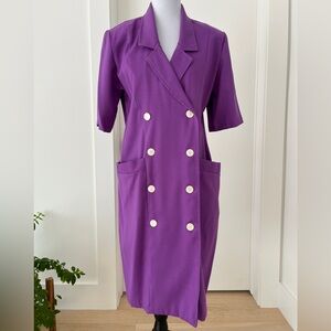 V.I.PETITES Vintage Double Breasted Purple Midi Dress Retro 80's 90's Canada